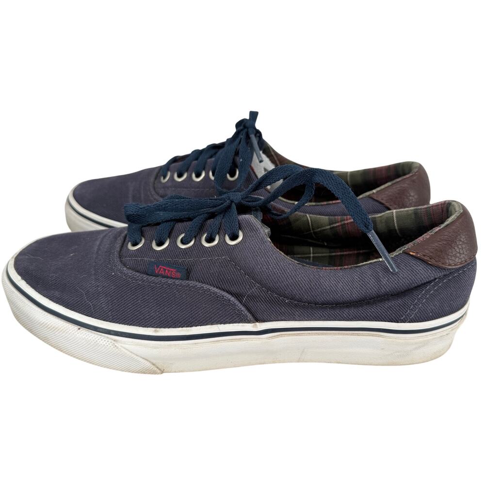 Vans Era Navy Canvas Plaid Lined Skate Sneakers Unisex Men's US 8 / Women's 9.5